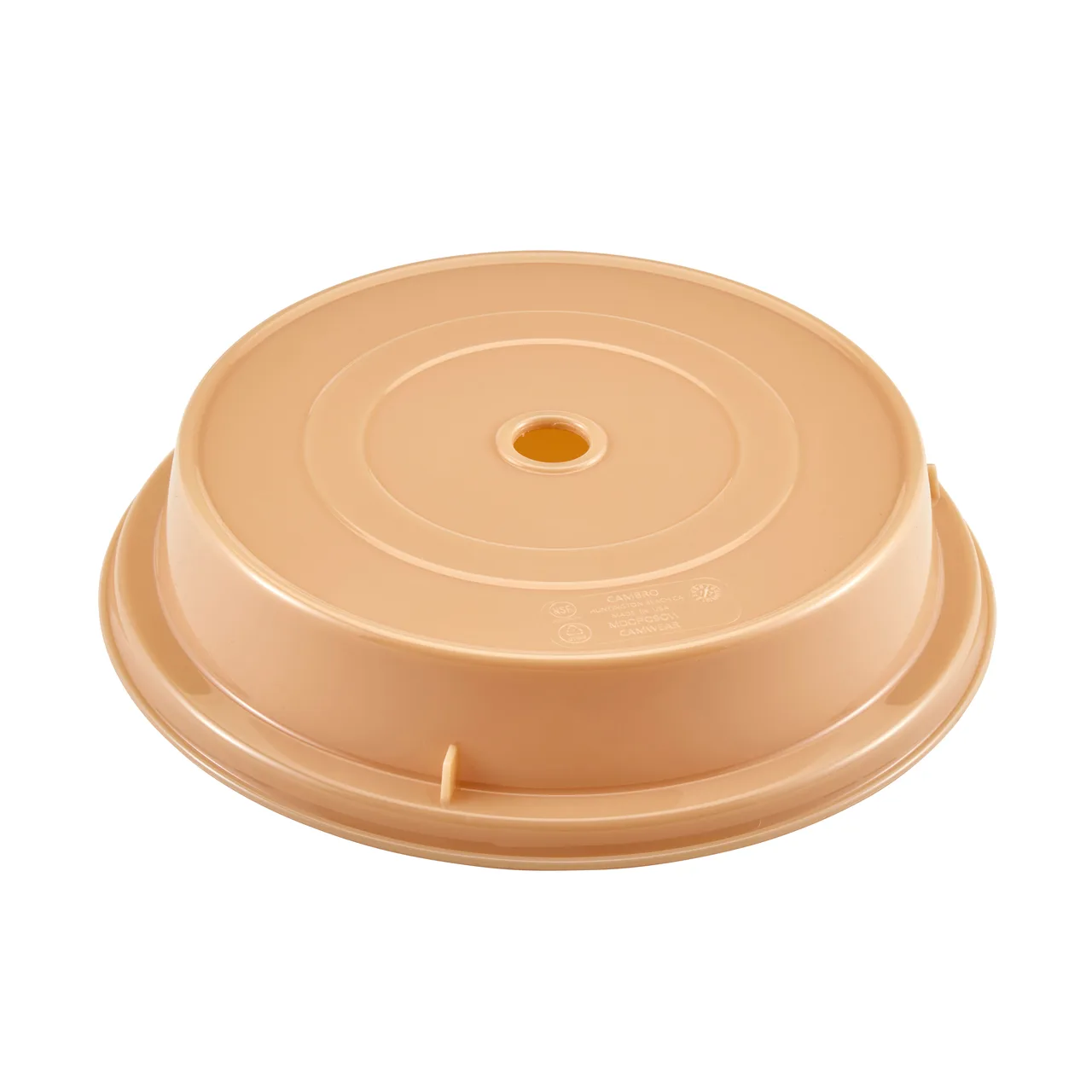 Cambro MDCPC9CW133 Low-Profile Beige Plate Cover 9-1/8" Dia 2" H Stackable NSF Fits 210°F Carts