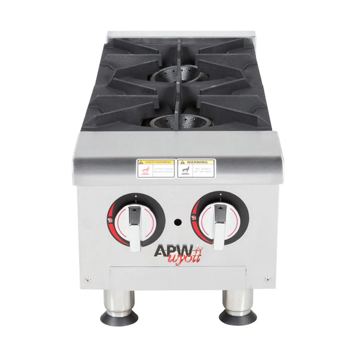 APW Wyott GHP-2S 12" Countertop Gas Hotplate with (2) Burners, Manual Controls, 44.000 BTU