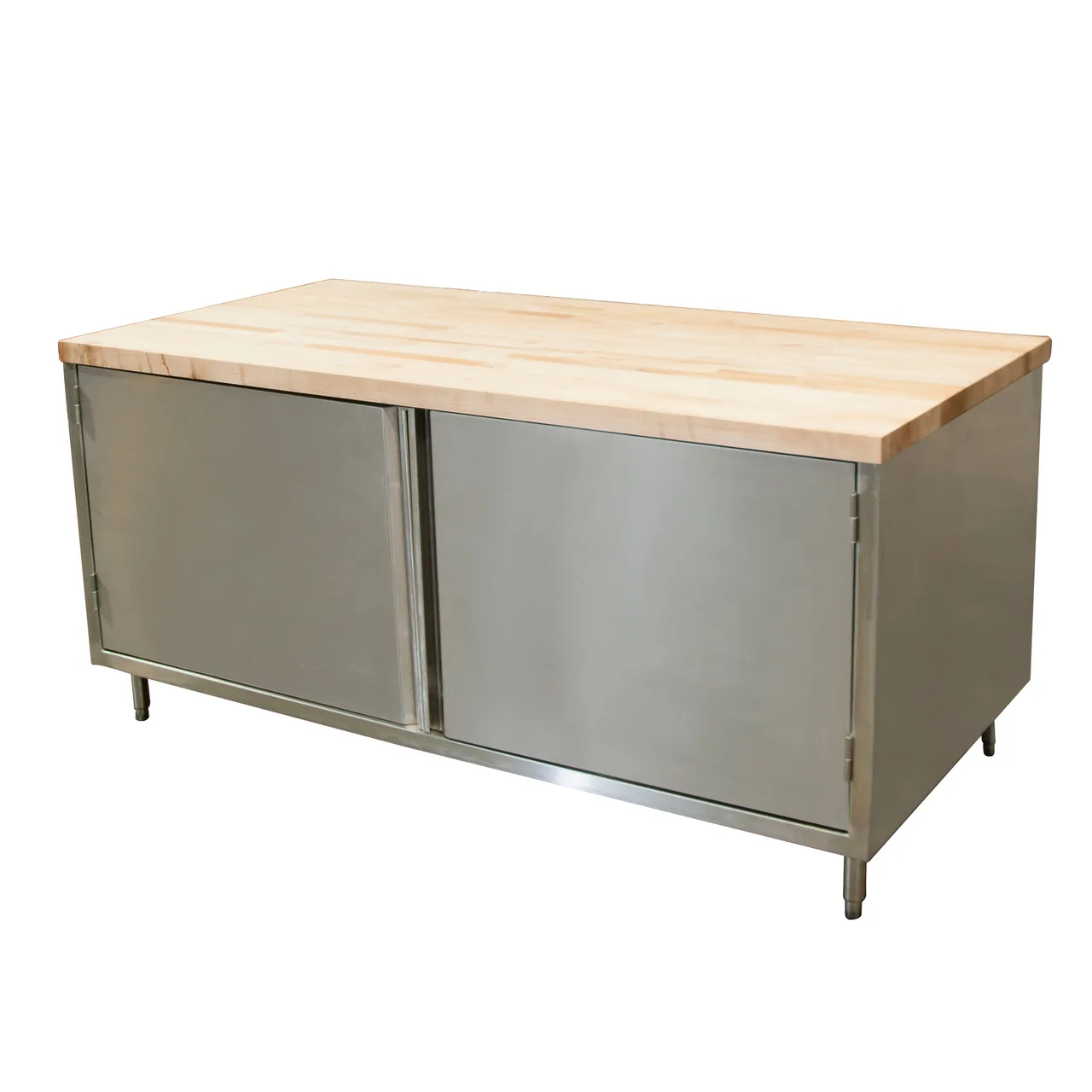 BK Resources CMT-3672H Chef Table, Cabinet Base with Hinged Doors