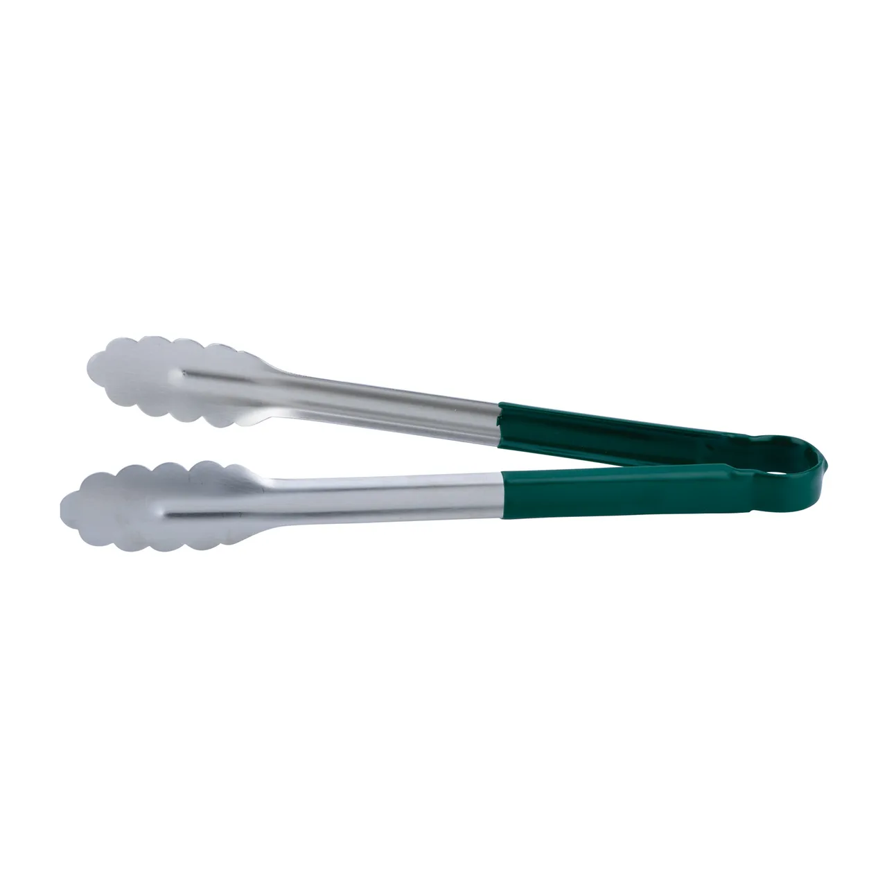 CAC China STCH-12GN Utility Tongs, 12" Heavy-Duty Stainless Steel, Green Handle