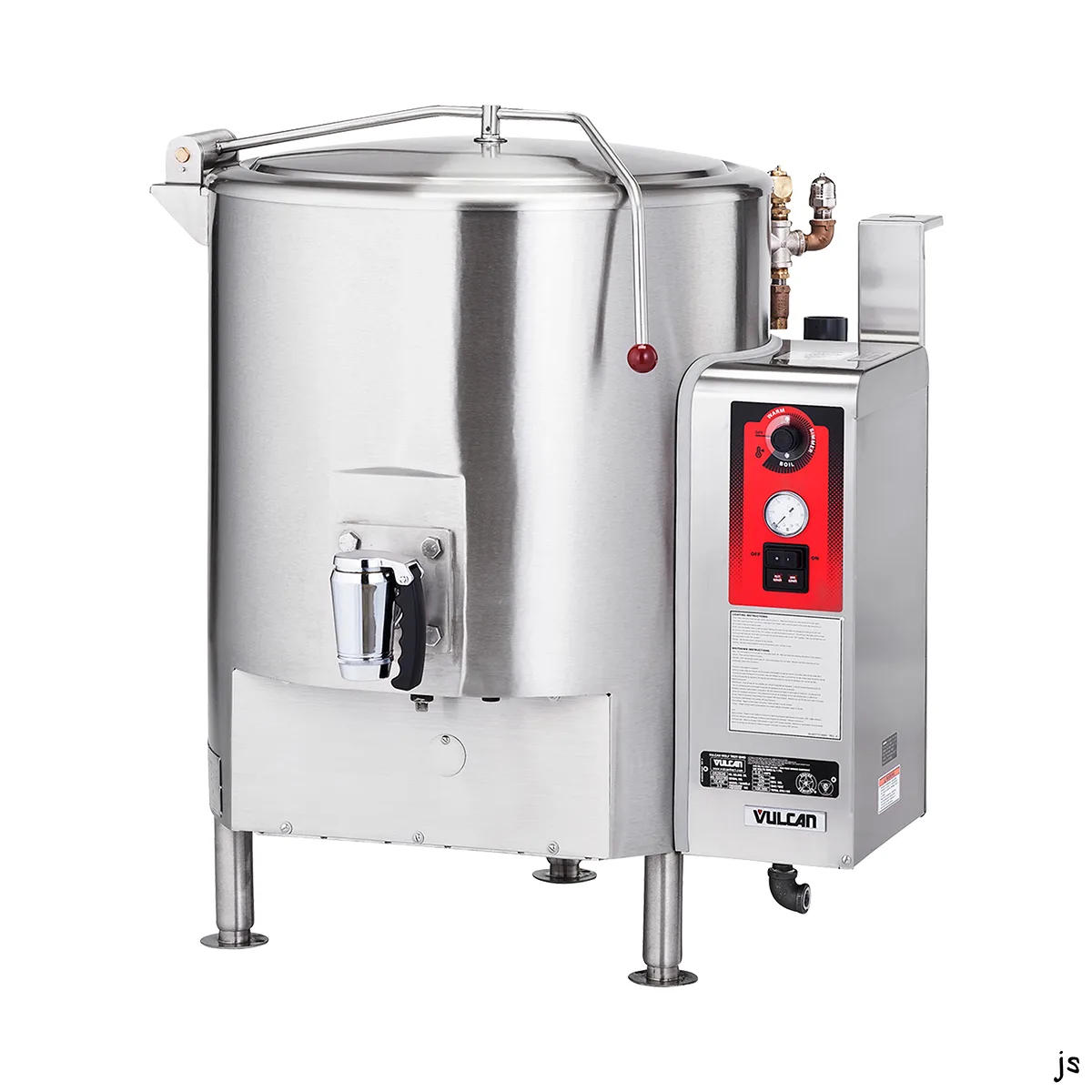 Vulcan ST100 100 Gallon Floor Stationary Full Steam Jacketed Direct Steam Kettle w/ Tri-Leg Base