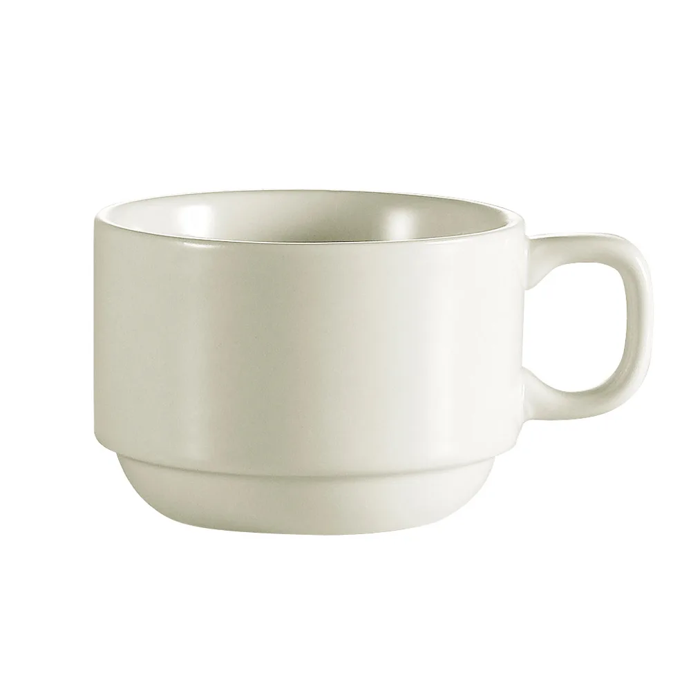 CAC China REC-23 - 7 oz White Stoneware Coffee Cup, 3¼" Dia x 2½" H, Microwave Safe - 1 Dozen