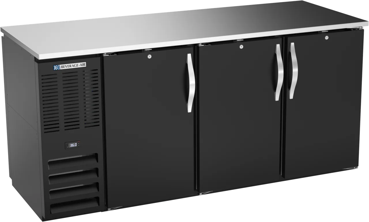 Beverage Air BBN72HC-PT-B Pass-Thru Cooler, 72"W x 30"D x 34"H, 19.6 cu ft, Black, 6 Doors, LED