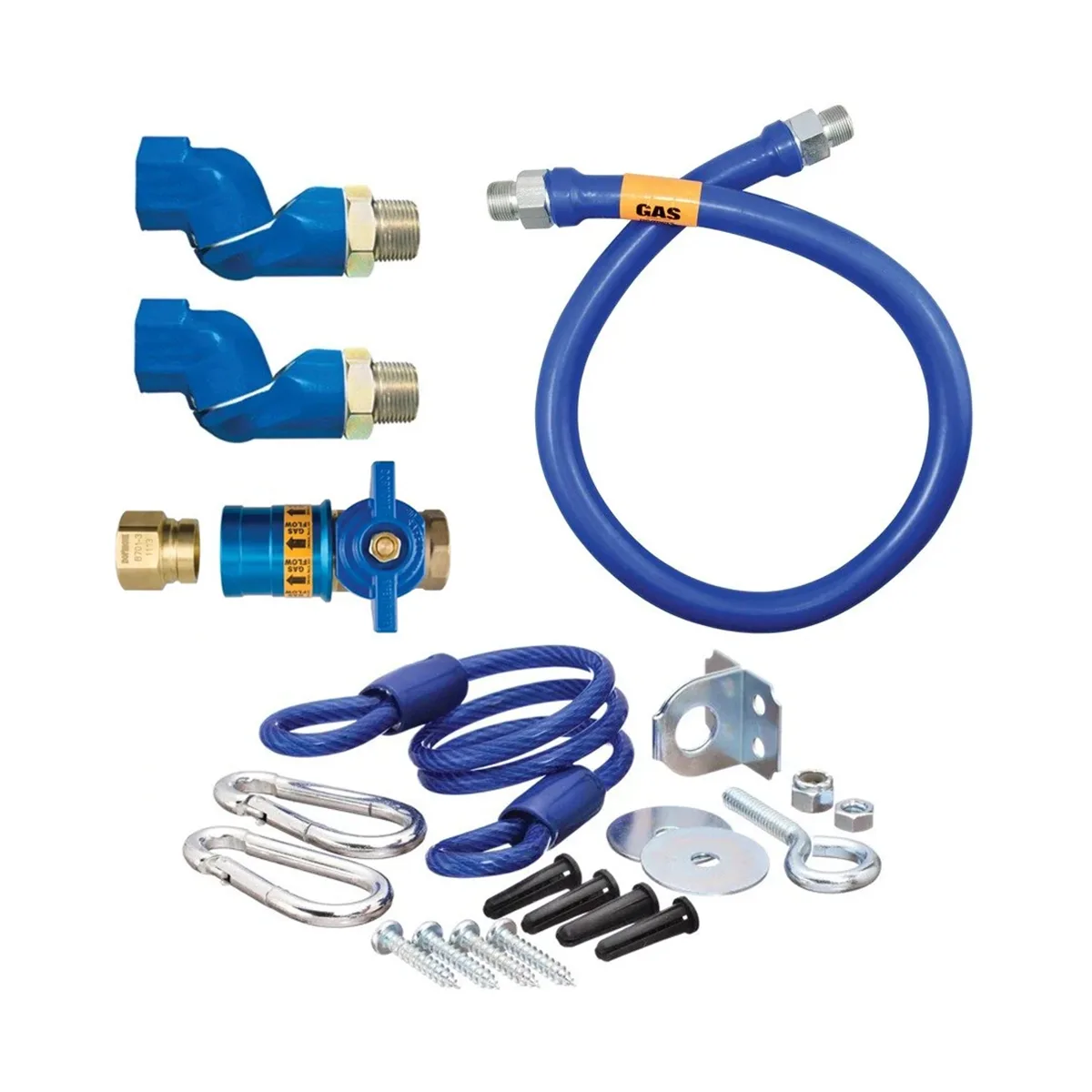 Dormont 16100KITCF2S72 Deluxe Safety Quik 72" Gas Connector Kit, Two Elbows, Restraining Cable, 1" Dia