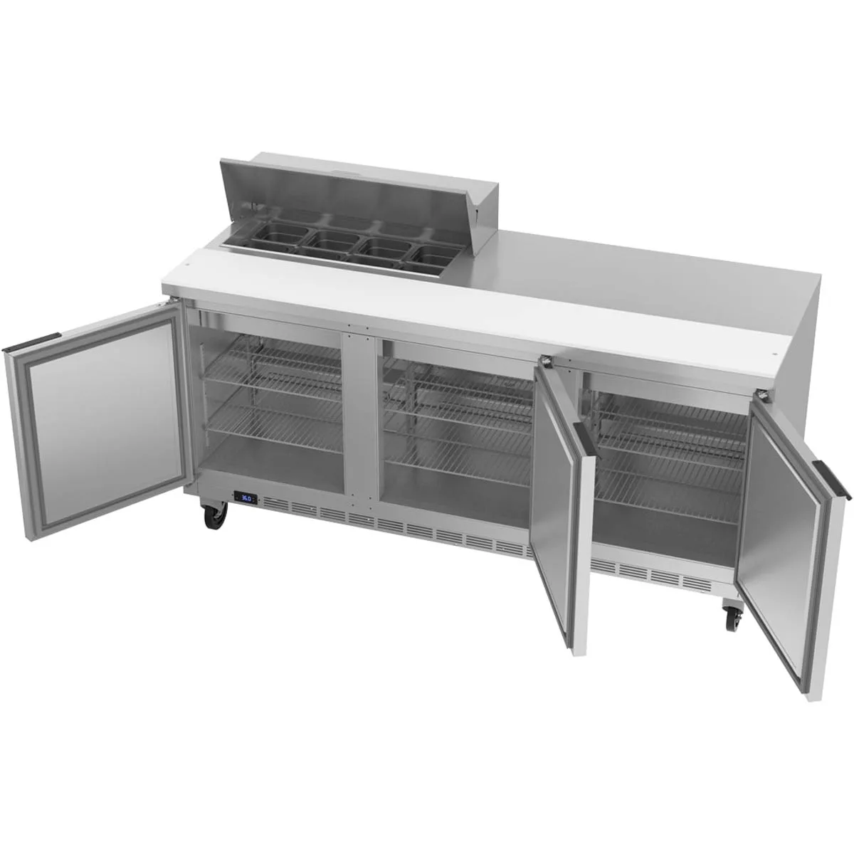 Beverage Air SPE72HC-08 72" Three Section Sandwich/Salad Prep Table w/ 3 Doors, 8 pans, 20 cu. ft.