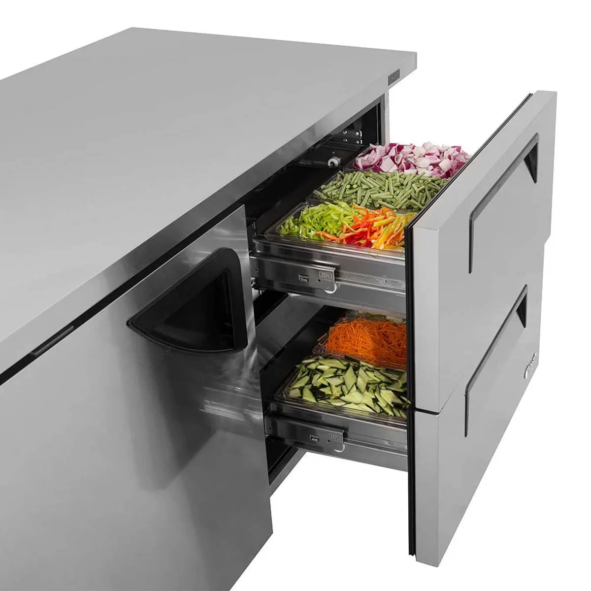 Turbo Air TUR-60SD-D2-N 60" Undercounter Refrigerator, Stainless Steel, 17 cu ft, 1 Door 2 Drawers