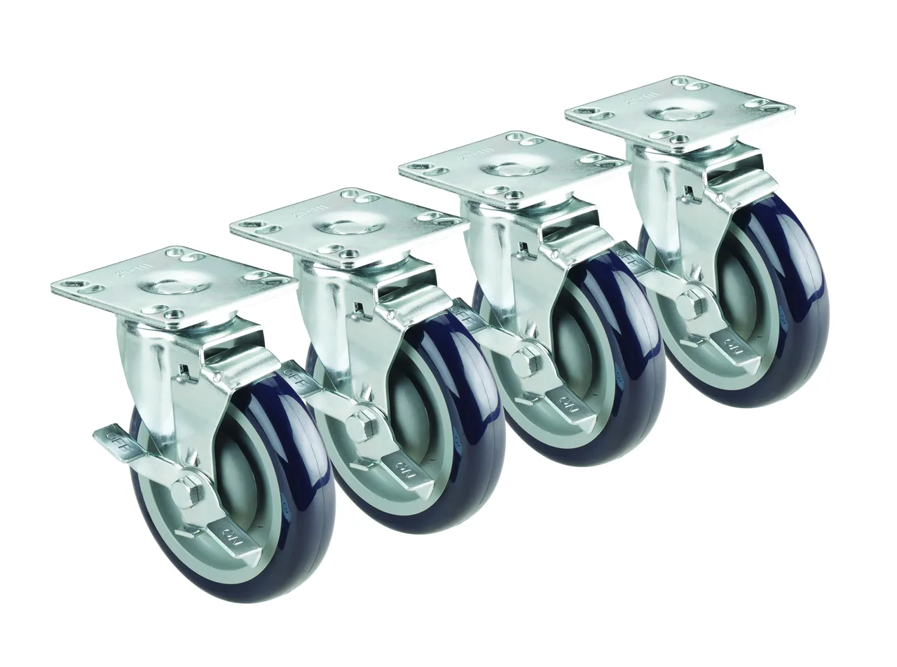 Krowne 28-101S Krowne Plate Caster, Swivel with Brake, 3" Diameter, 4" X 4"