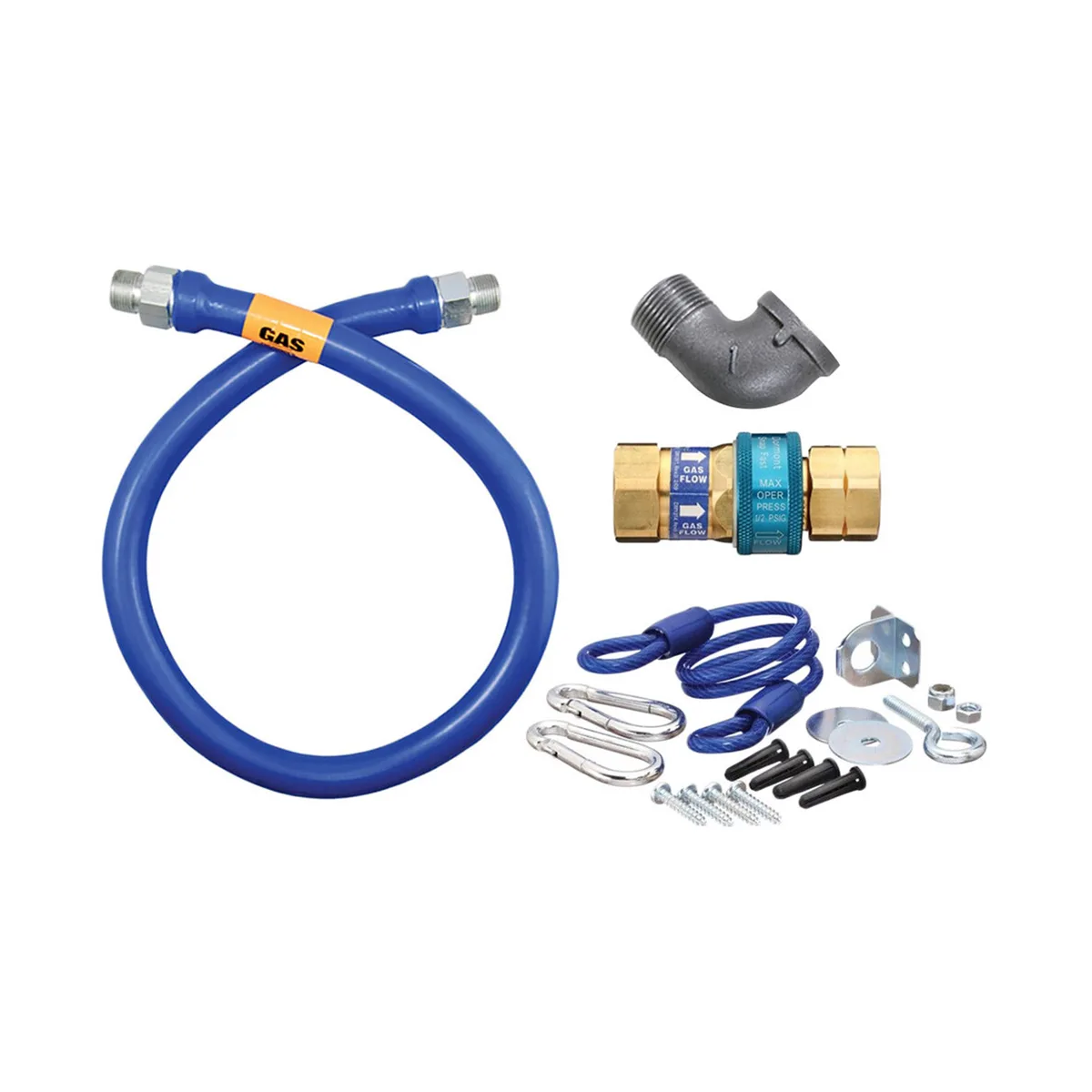 Dormont 16100BPQR60 SnapFast 60" Gas Connector Kit w/ Elbow and Restraining Cable, 1" Dia.