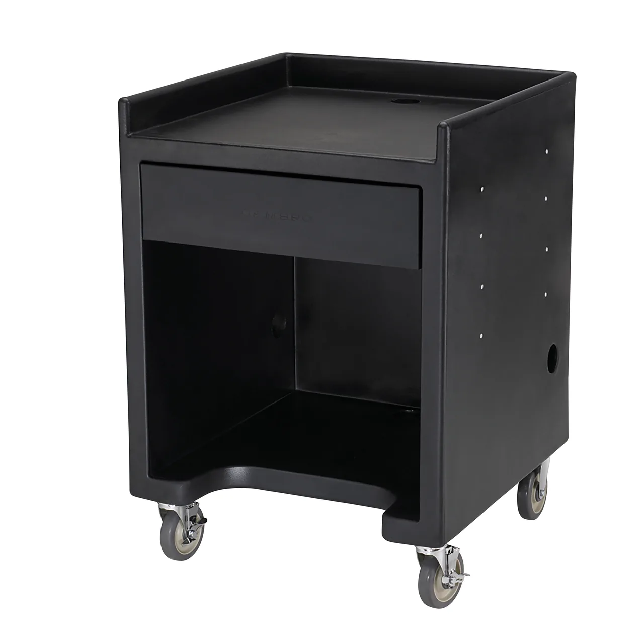 Cambro ES28110 Equipment Stand, 28"W x 28"D x 39"H, Polyethylene, Black, NSF, (4) 5" Casters