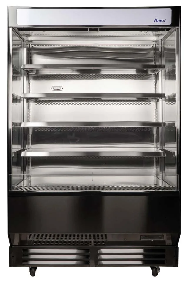 Atosa USA AOM-50B 78" Vertical Open Air Merchandiser in Black, 4 Shelves, 16.5 cu. ft.