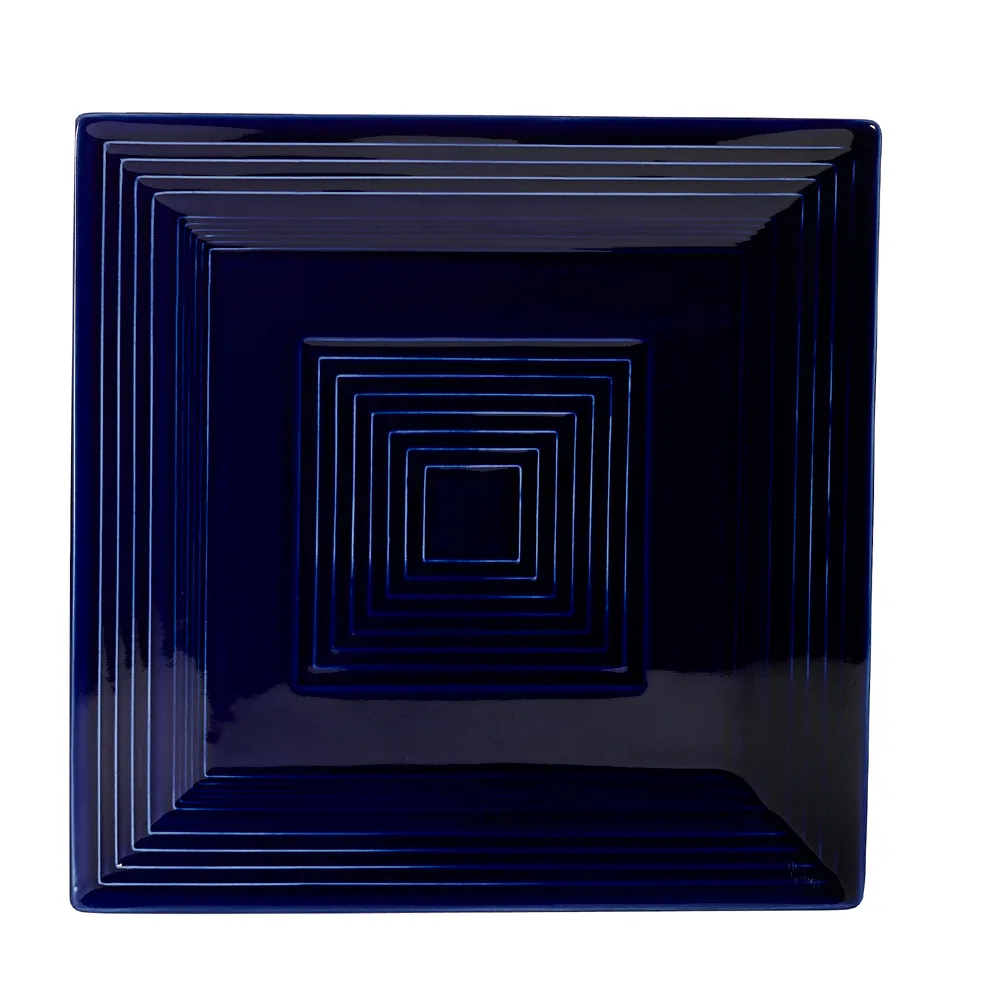 CAC China TG-SQ8-CBU Tango Square Plate 8" x 8" x 5/8" Embossed Rim Porcelain Cobalt Blue - Dozen