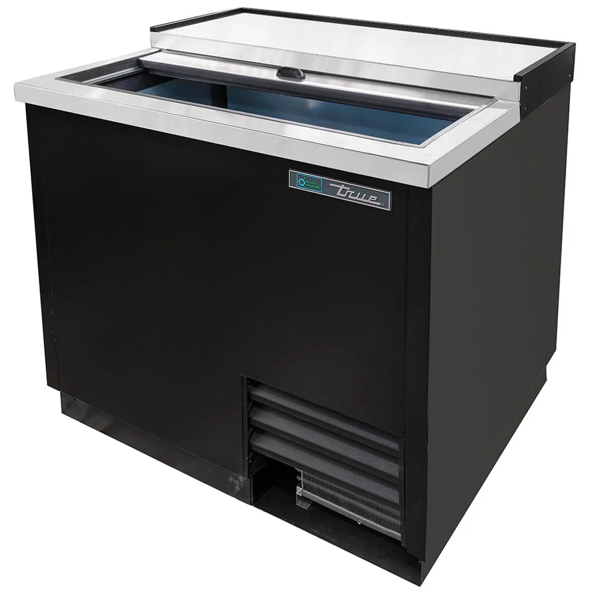 True T-36-GC-HC 36" Black Glass & Plate Chiller, 180 Mugs Capacity