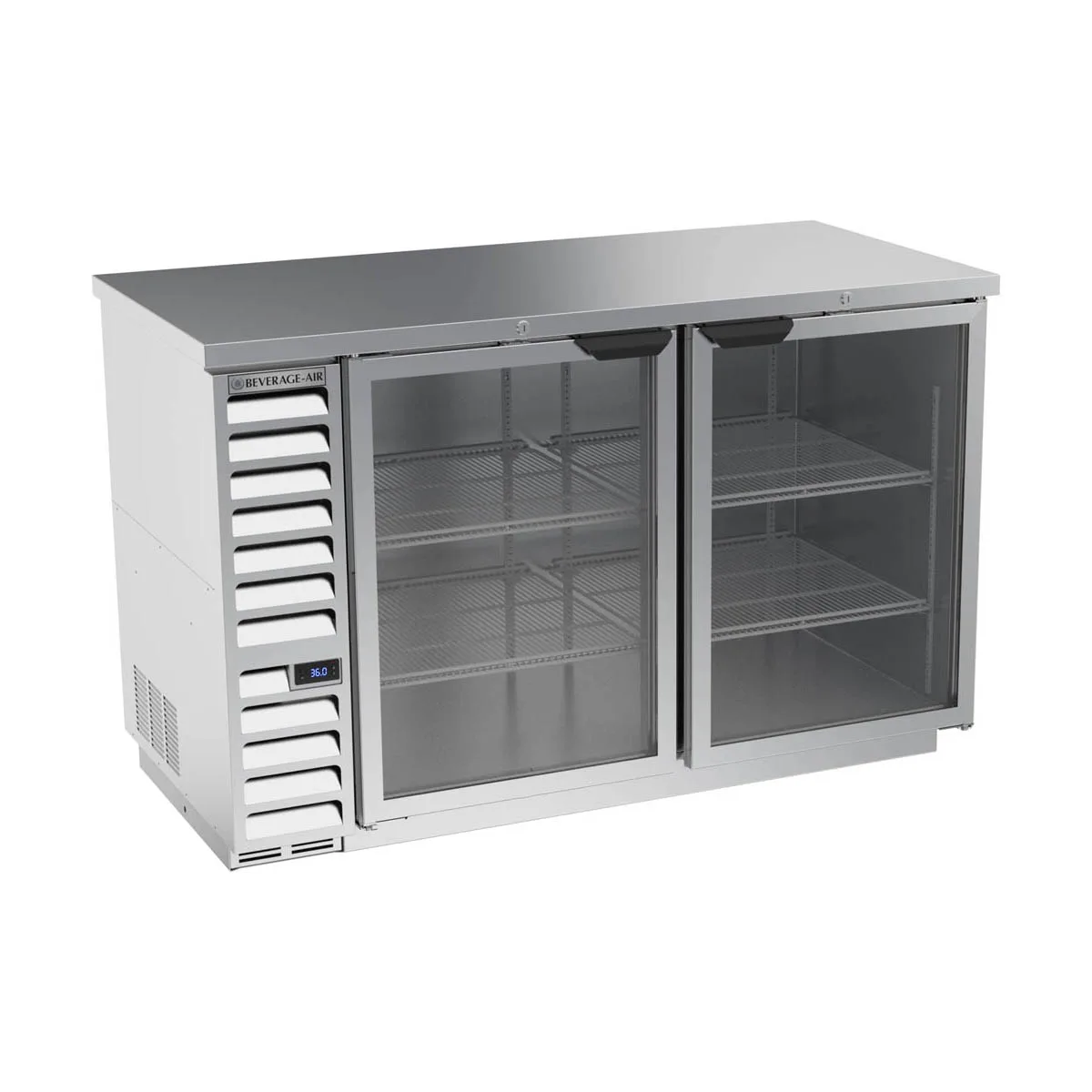 Beverage Air BB58HC-1-G-S 59" 2 Section Stainless Steel Back Bar Cooler with Glass Door