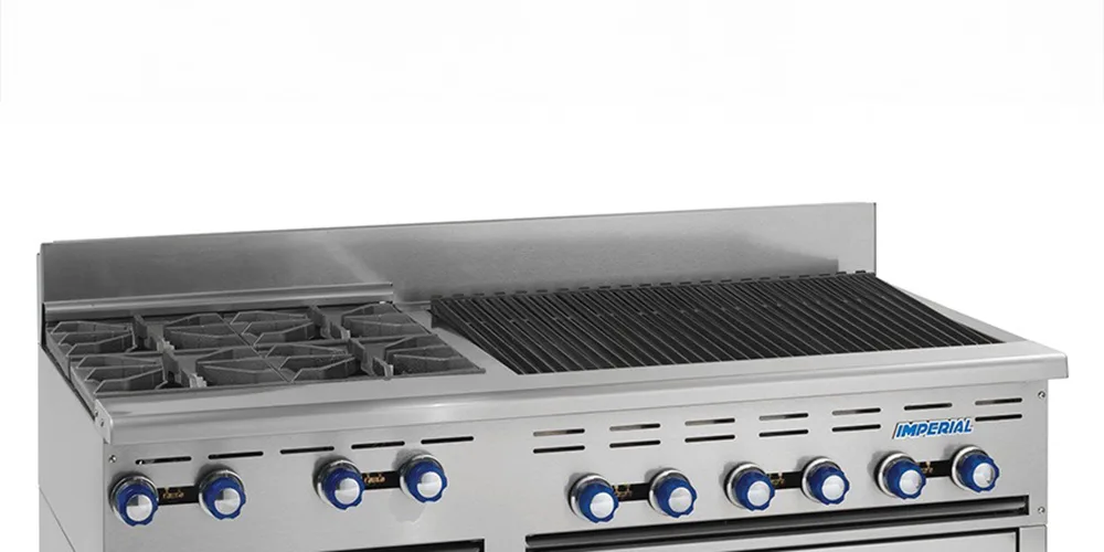Imperial IR-4-RB36-CC 60" Gas Restaurant Range w/ (4) Open Burners, (1) 36" Radiant Broiler, (2) Convection Ovens, 278.000 BTU 
