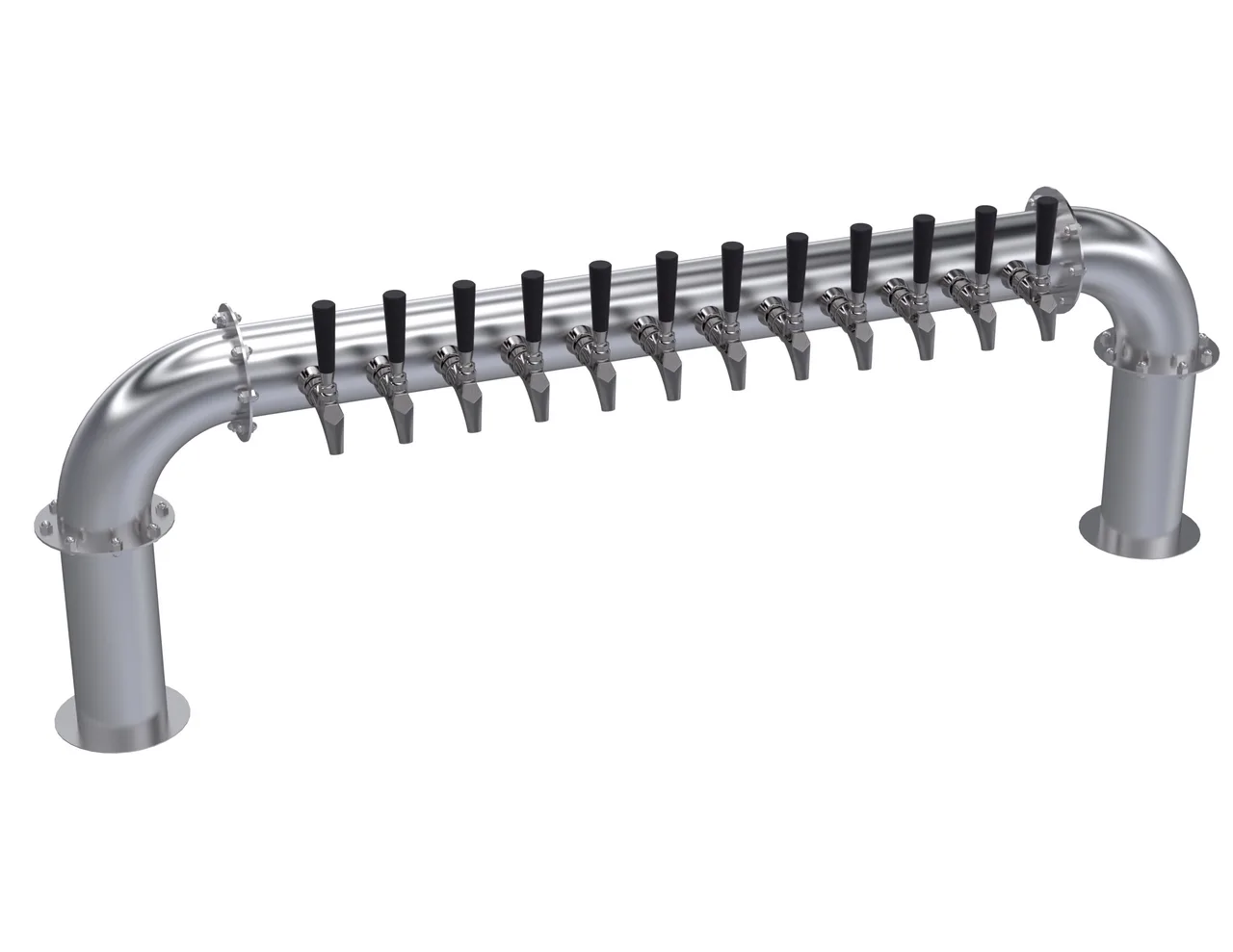 Krowne KPTP-12S Pipe Tower, 12‑Tap Draft Beer, 57" Length, Countertop Mount, Stainless Steel Finish