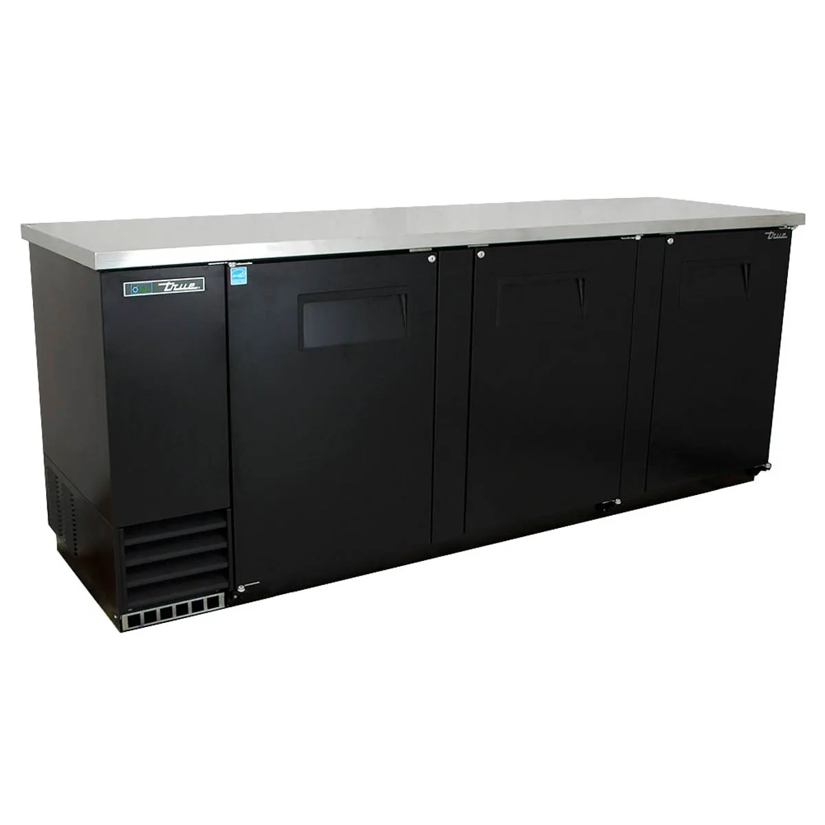 True TBB-4-HC 90" Three Solid Swing Door Back Bar Cooler with Hydrocarbon Refrigerant