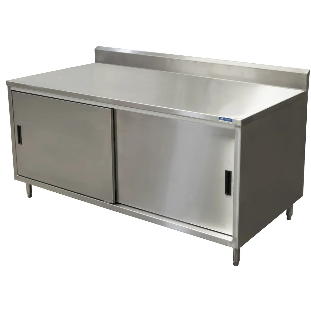 BK Resources CSTR5-2472S Cabinet Base with Sliding Doors Chef Table, 72"W x 24"D / Backsplash