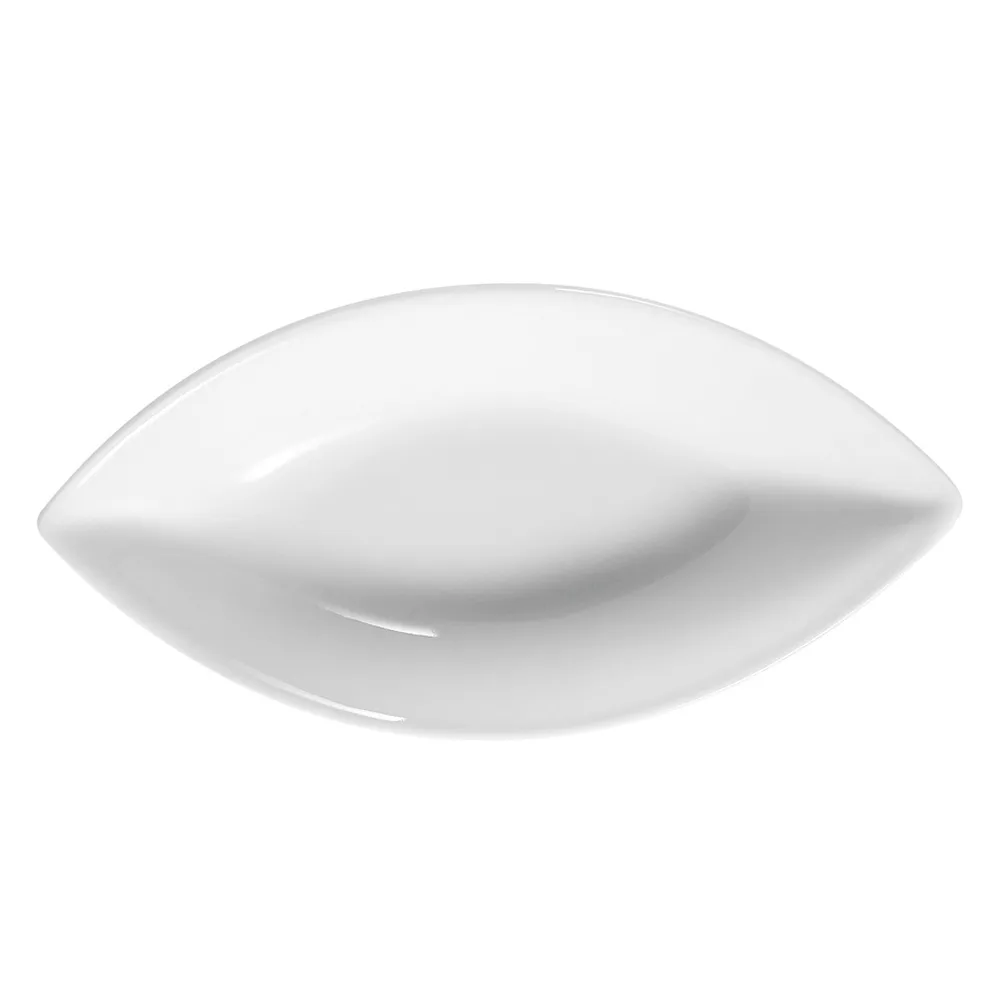 CACChina SHA-V3 Side Dish Plate, 2-1/2 Oz., Oval Boat, Porcelain White, Dishwasher Safe - Dozen