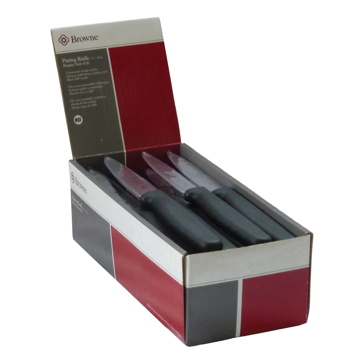 Browne USA 574460 Paring Knife, 7-1/2" OAL, 3" Steel Blade, Black Handle, Spear‑Point - 24/Box