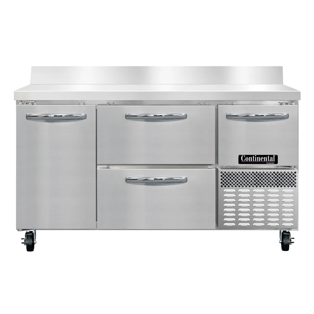 Continental Refrigerator FA60SNBS-D 60" 2-Section Worktop Freezer w/ 4 Drawers & 1 Half Door