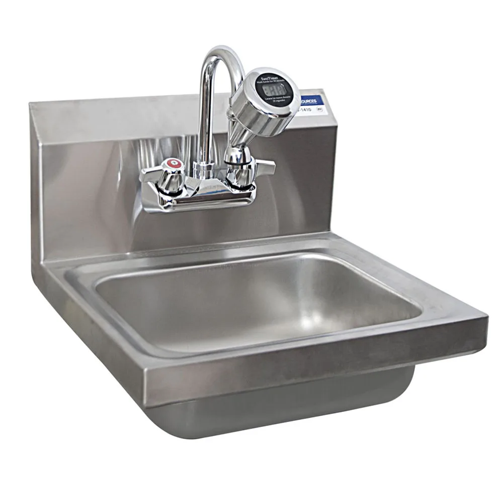 BK Resources BKHS-W-1410-STPG 14" Wall Mounted Hand Sink with Faucet & Hand Washing Timer