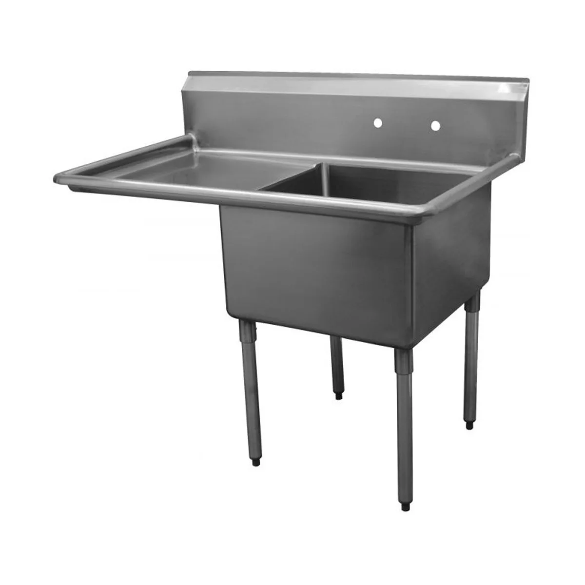 Serv-Ware D1CWP1818L-18 38.5" One Compartment Sink, 18"W x 18"L Bowl With Left-Hand Drainboards