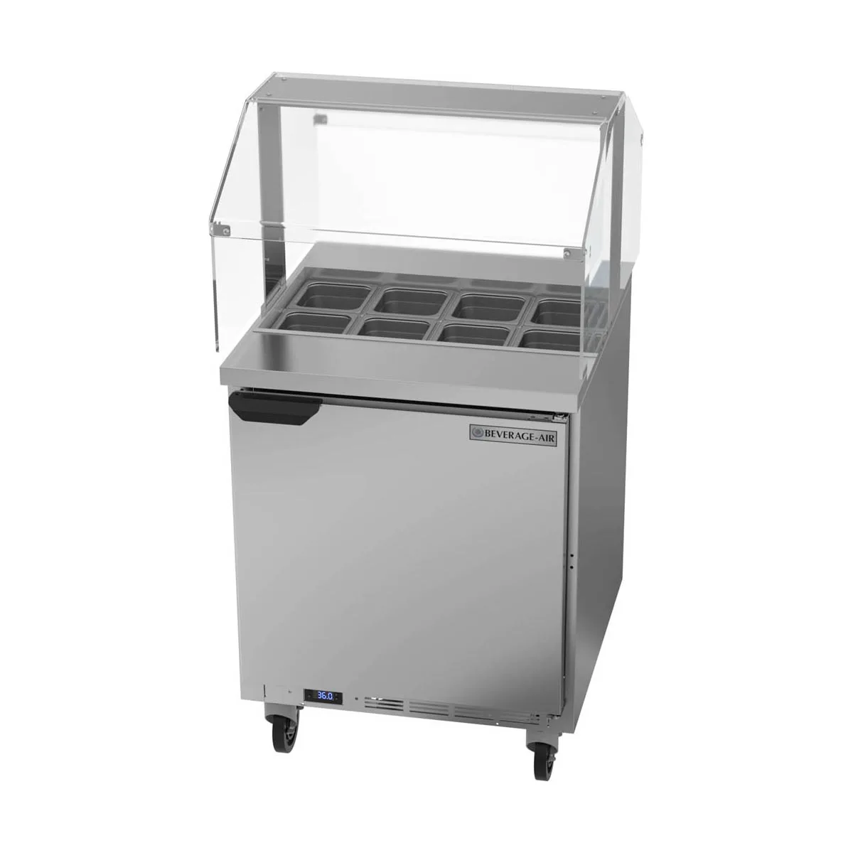 Beverage Air SPE27HC-SNZ 27" One Section Sandwich/Salad Prep Table w/ 1 Door, 8 pans, 6.75 cu. ft.