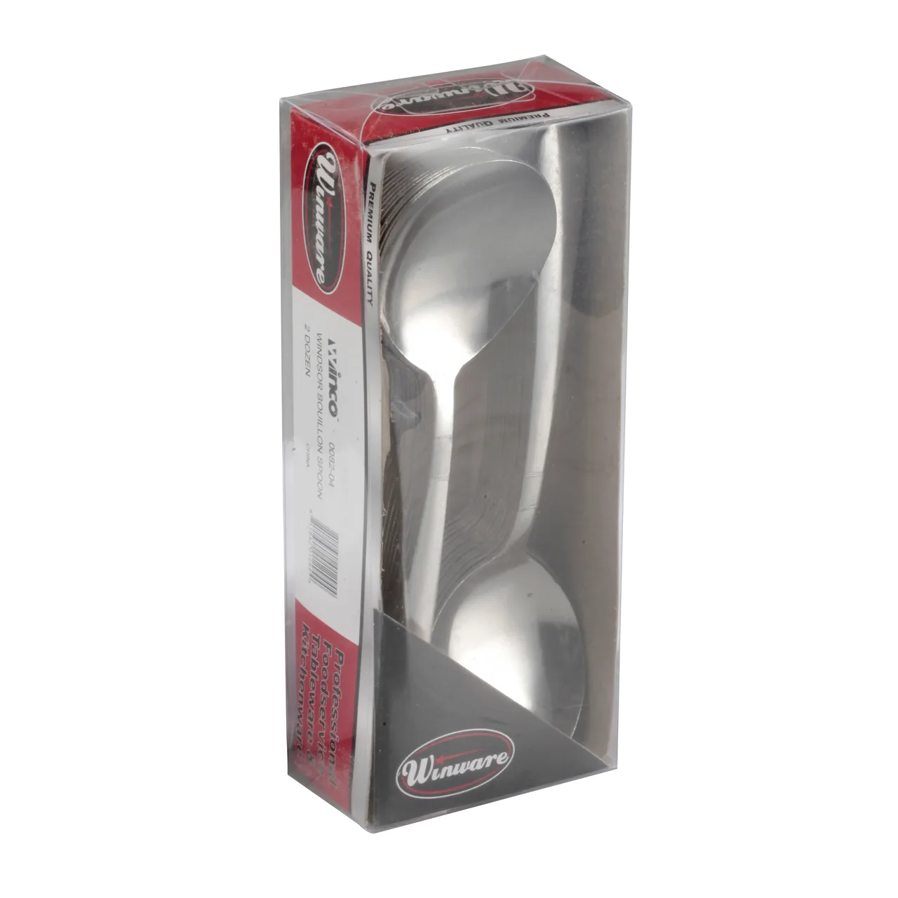 Winco 0082-04 6" Windsor Bouillon Spoon, 18/0 Stainless Steel, Medium Weight, Vibro Finish - 24/Pack