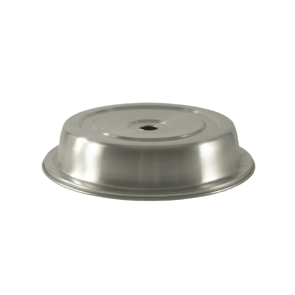 CAC China SPCO-16 Plate Cover 11" Dia x 2" H Stainless Steel Silver 10-1/4"-10-1/2" Plates - Dozen