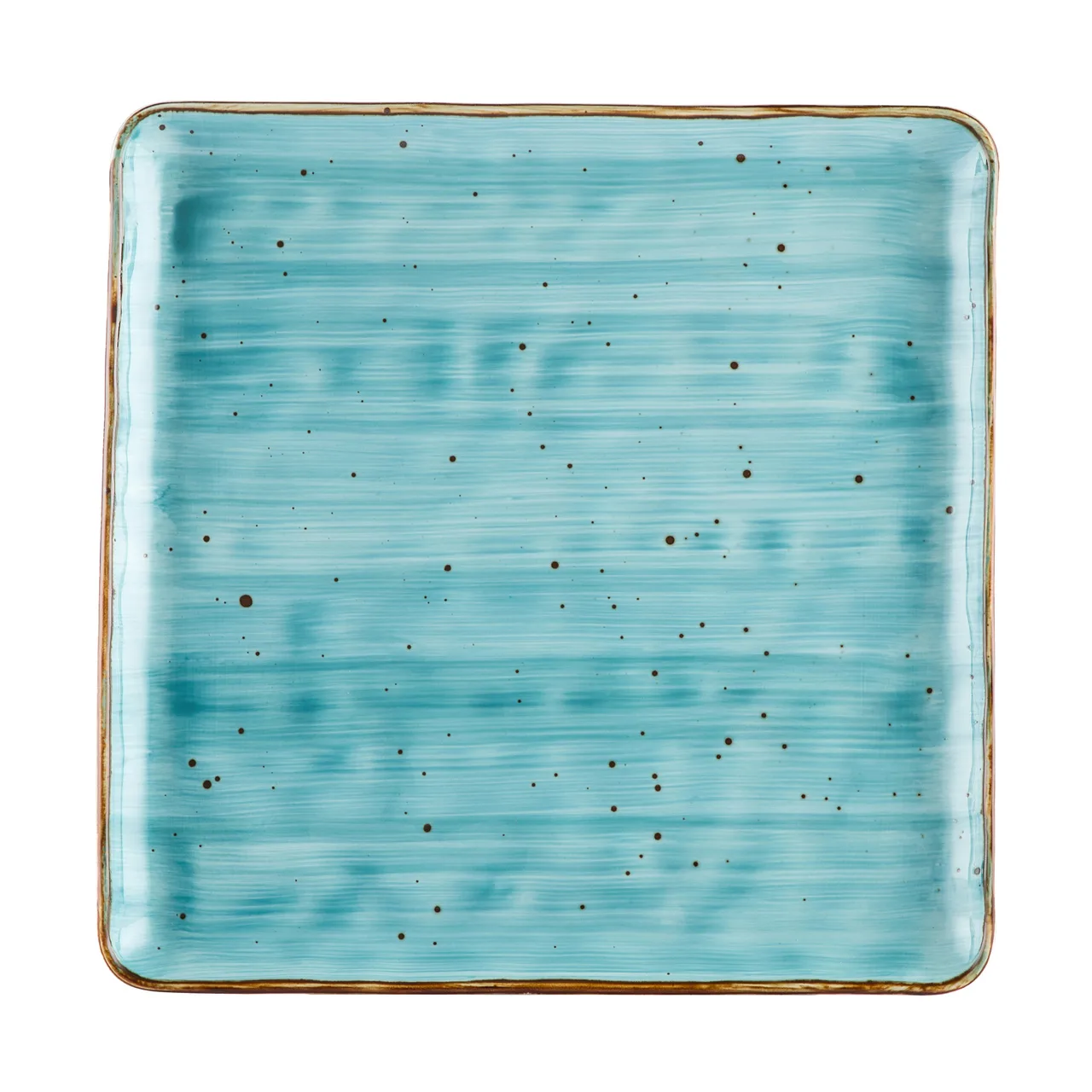CAC China TUS-SQ21-TQS Tucson Plate - 12" x 12" x 3/4" Sq Porcelain Turquoise Curved Edge - Dozen
