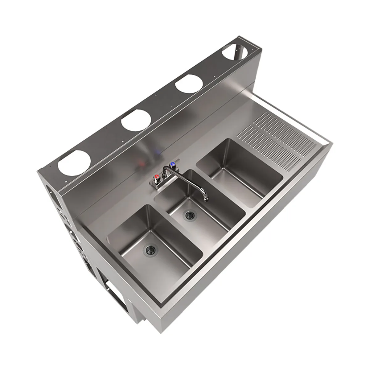 BK Resources UBDW-21-348RS Underbar Sink Units, 3 Compartment with Right Drainboard