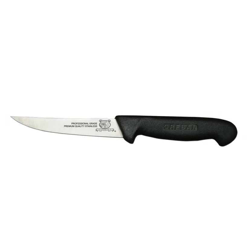 Omcan USA 12383 Boning Knife, 4-3/4" Stainless Straight Blade, Black Plastic Handle, Stamped