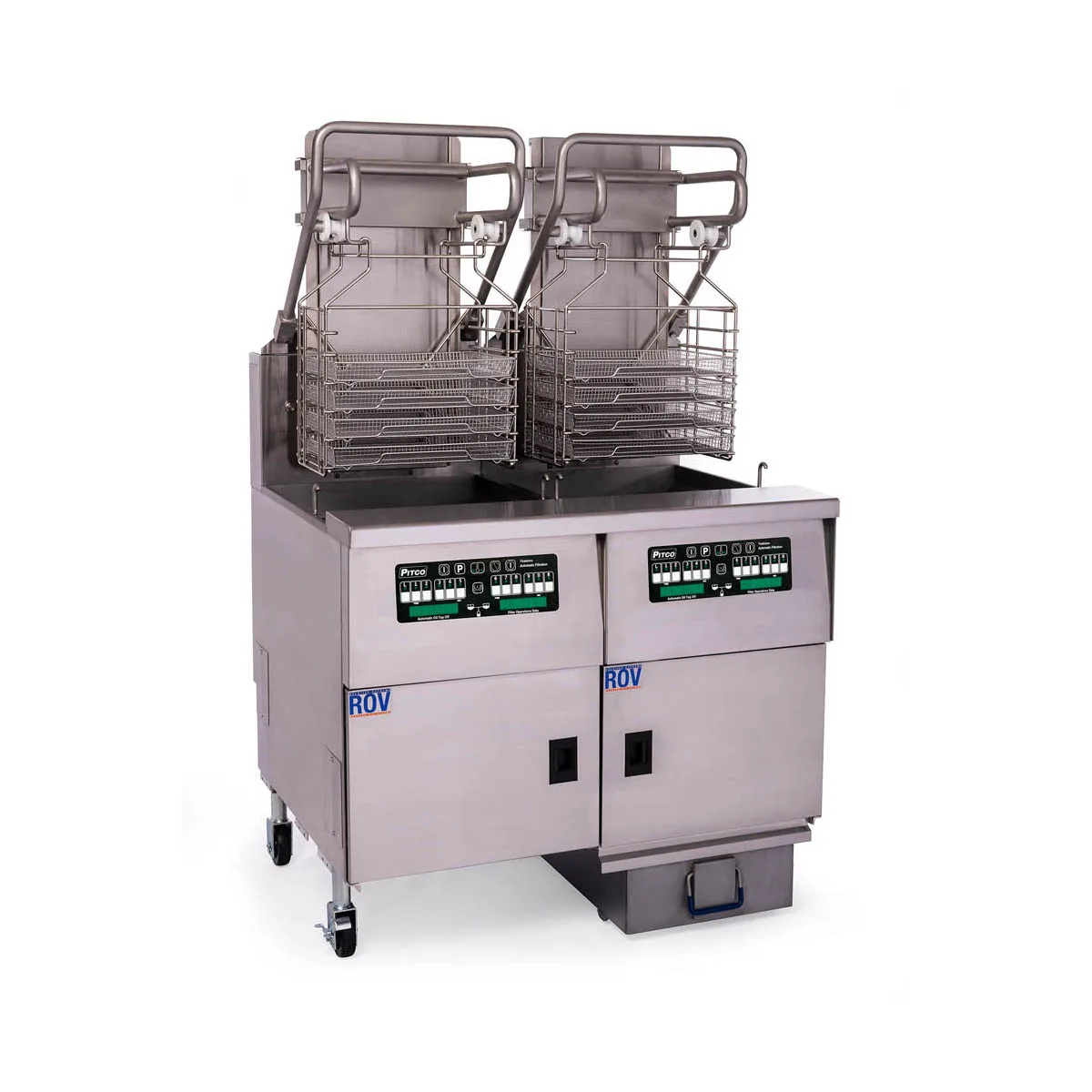 Pitco SELVRF-2/FD Multiple Battery Electric Floor Fryer w/ (2) 76-Lb. Vats, Computer Controls