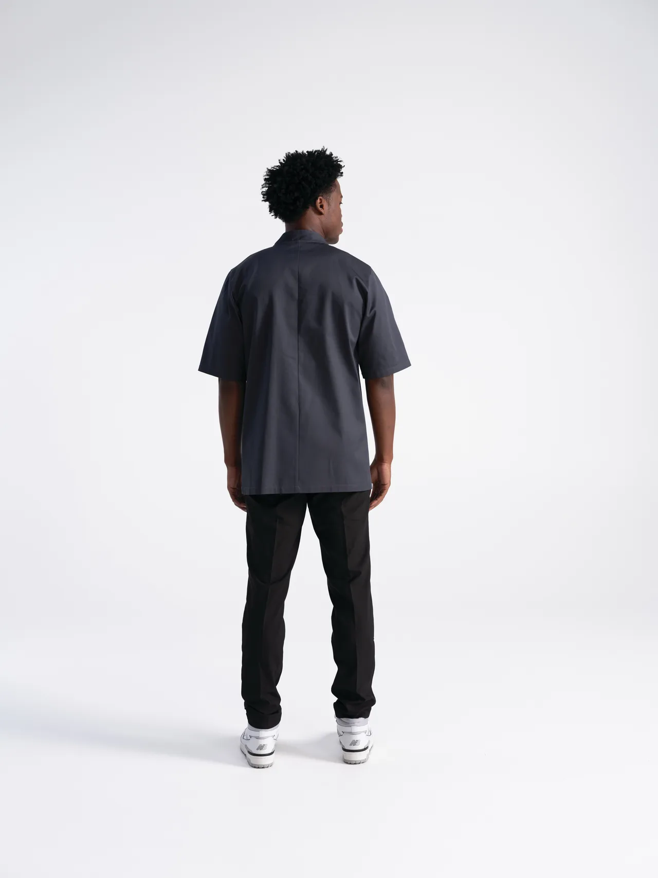 Chef Works PCSS-CHR-S Chef Coat, Short‑Sleeve Charcoal Poly/Cotton, Thermometer Pocket - 1/Each