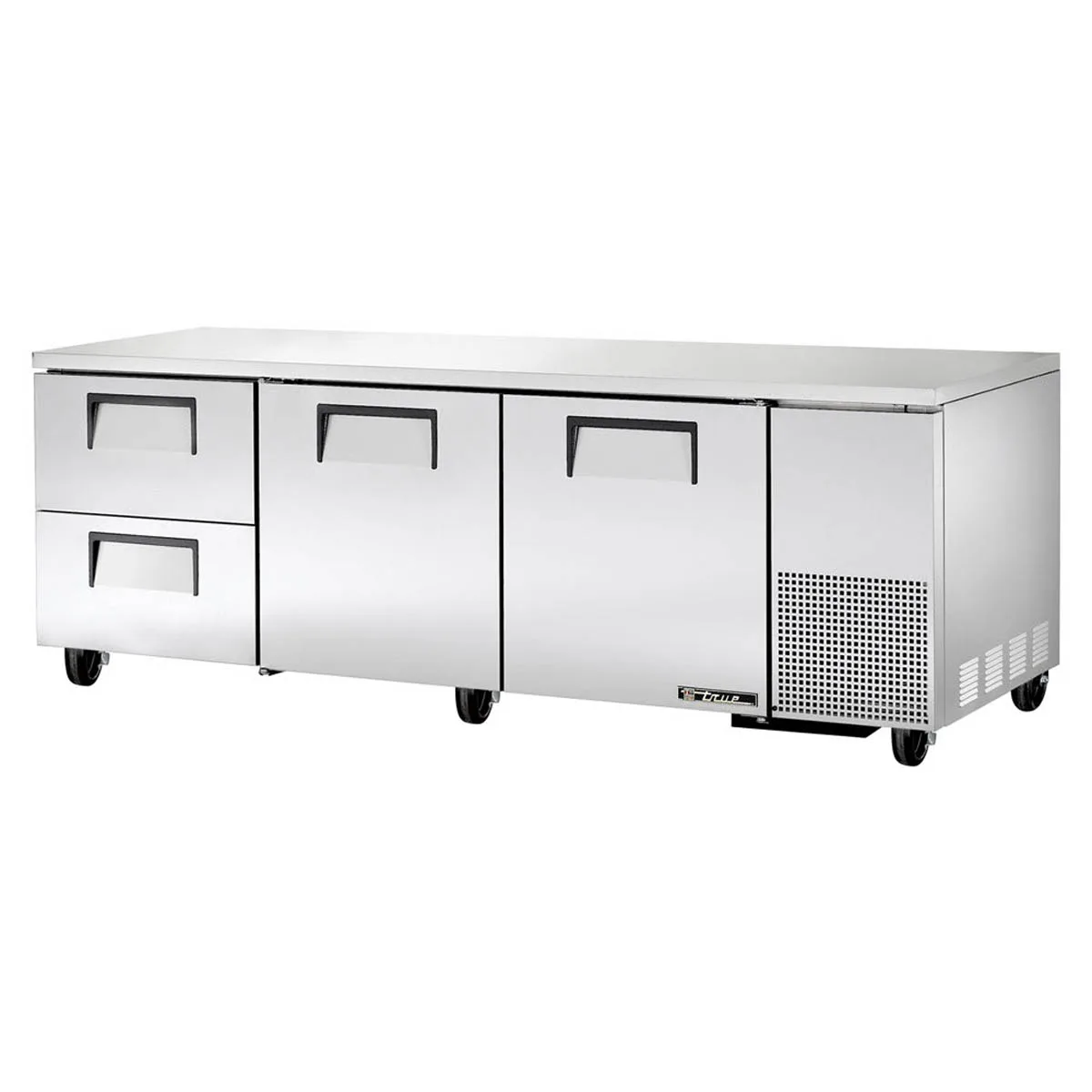 True TUC-93D-2-HC 93" 3-Section Undercounter Refrigerator w/ 2 Solid Doors & 2 Drawers