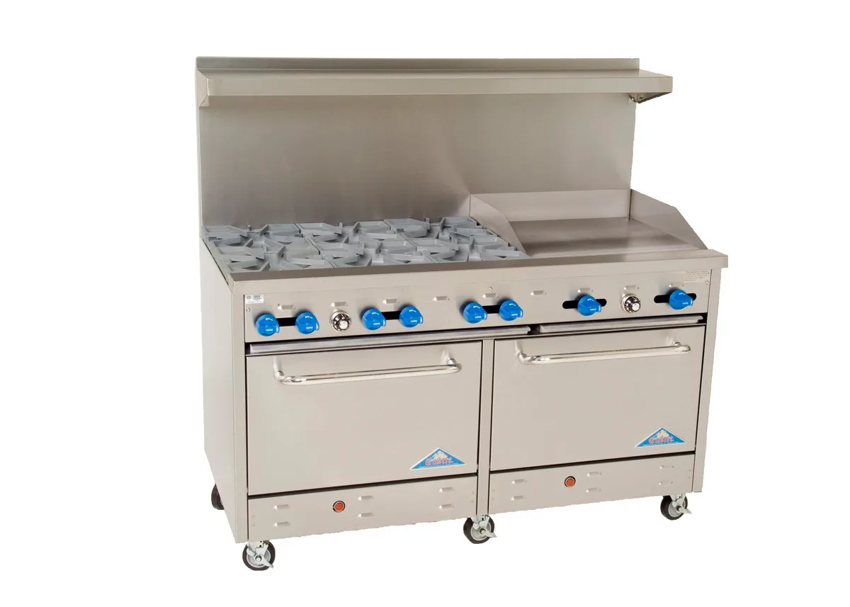 Comstock-Castle F3226-24 60" Gas Restaurant Range w/ (6) Open Burners, 24" Griddle, (2) Standard Ovens, 270.000 BTU