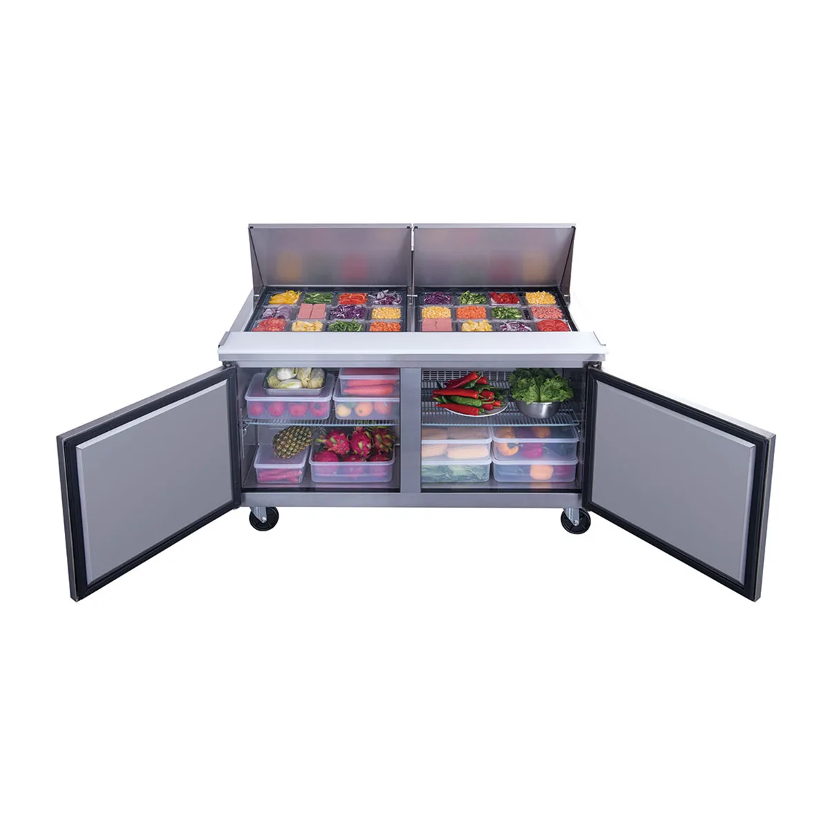 Dukers Appliance Co DSP60-24M-S2 60" Mega Top Sandwich/Salad Prep Table w/ 2 Doors, 24 Pans