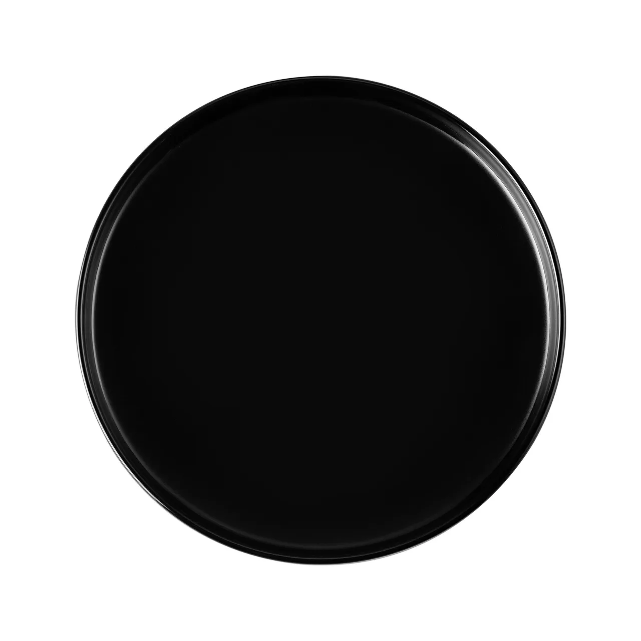 CACChina XHDS-16-K Hudson Plate, 10-7/8" Dia, 1-1/8" H, Matte Black, Round, Narrow Rim - Dozen
