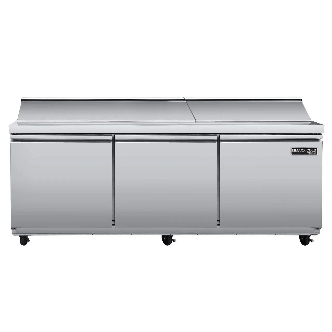 Maxx Cold MVR72SHC 72" 3-Door Sandwich and Salad Prep Table, 18 Pans, Stainless Steel