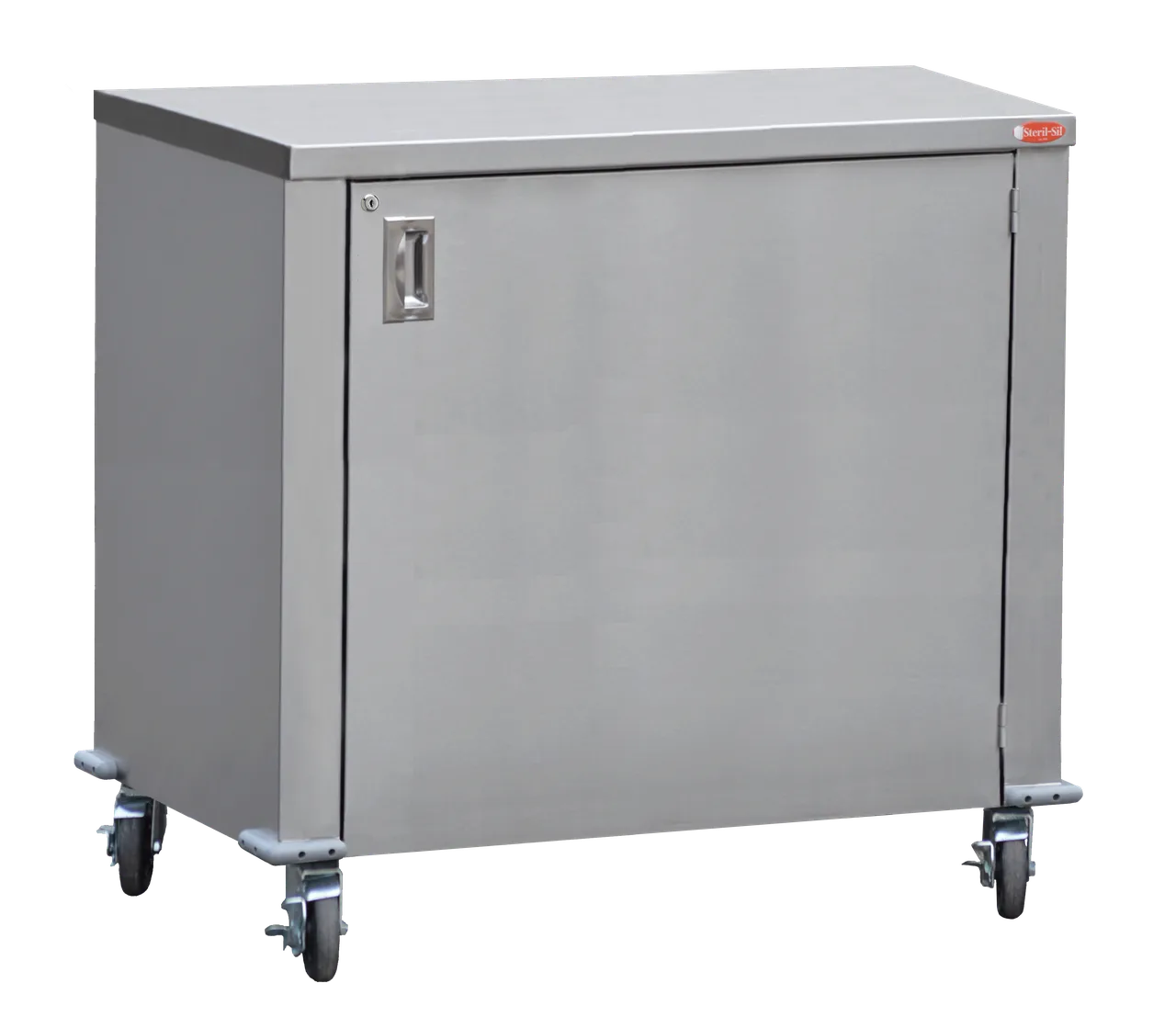 Steril-Sil ENC36-FLAT 36" Stainless Steel Enclosed Mobile Counter w/ Flat Work Top