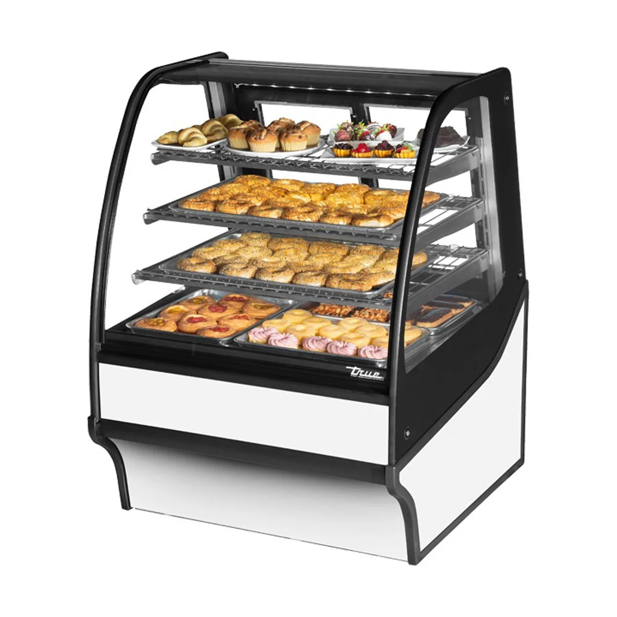 True TDM-DC-36-GE/GE-S-W 36" Curved Glass / Glass End Dry Display Merchandiser Case