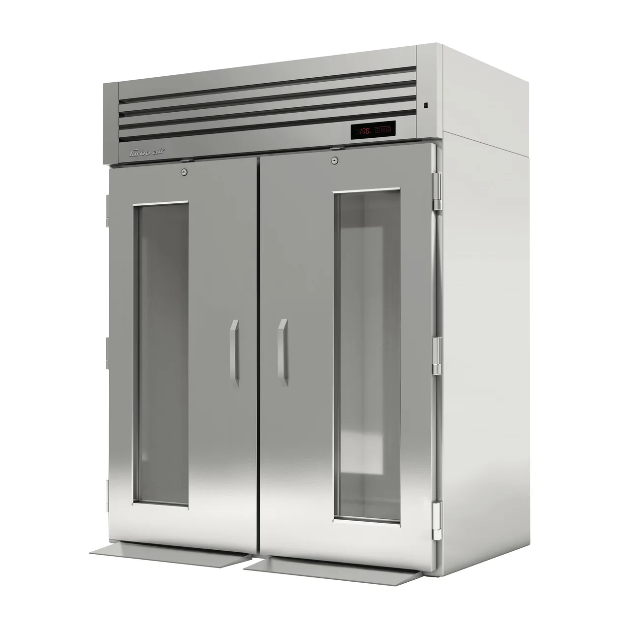 Turbo Air PRO-50H-G-RT 2-Section Roll-Thru Heated Holding Cabinet, 4 Stainless Steel Doors with Glass, 80.22 cu ft Capacity, 3000W