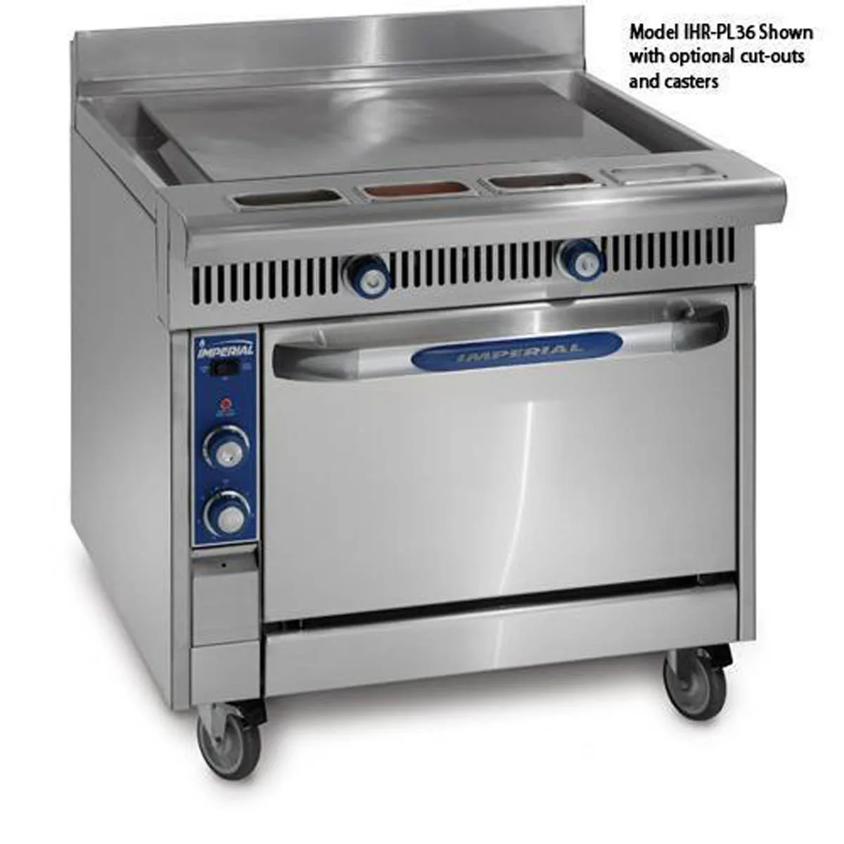 Imperial IHR-PL36-C 36" Gas Heavy Duty Range, 36" Full Griddle w/ Plancha, (1)Convection Oven, 65.000 BTU