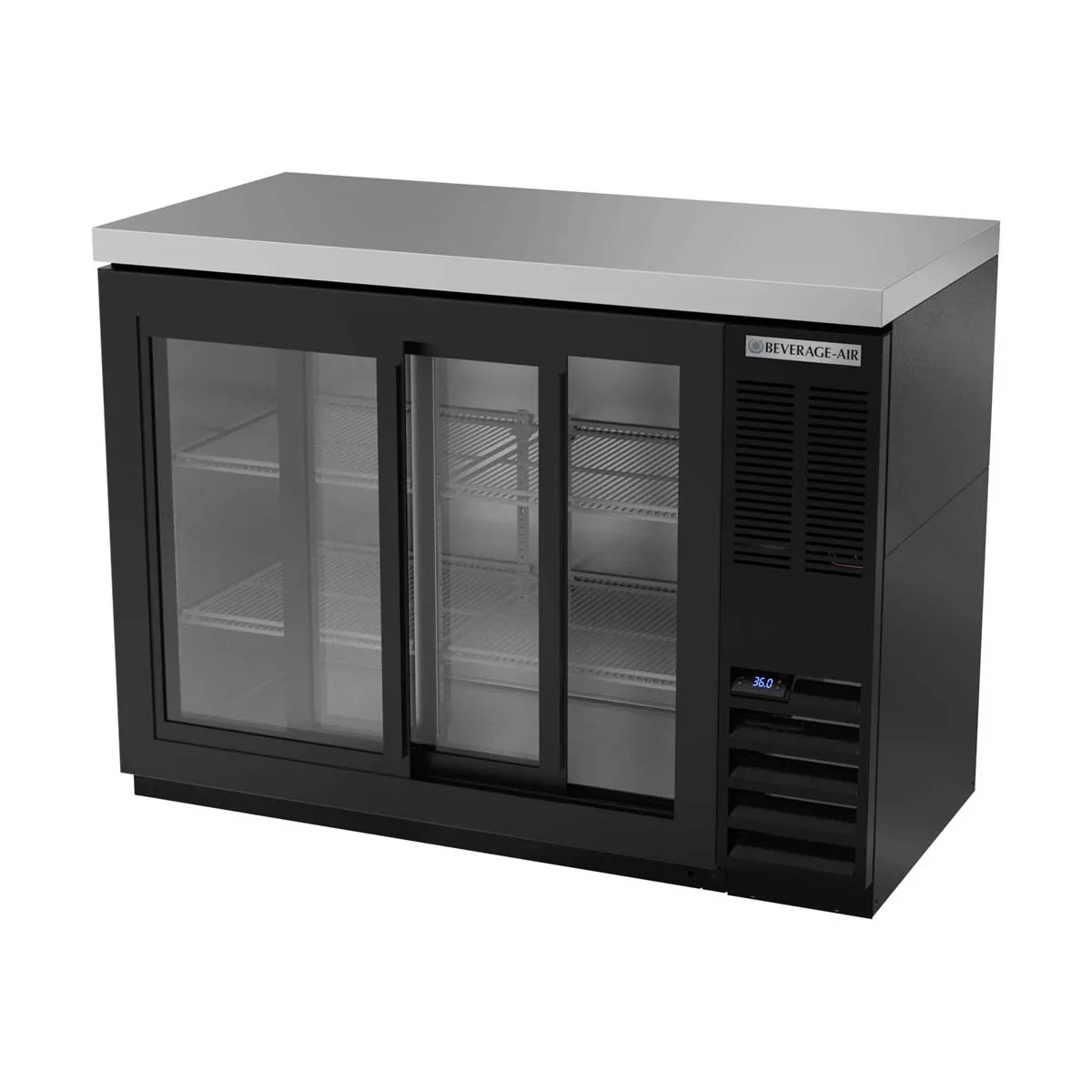 Beverage Air BB48HC-1-GS-B-27 48" 2 Section Black Back Bar Cooler with Glass Door