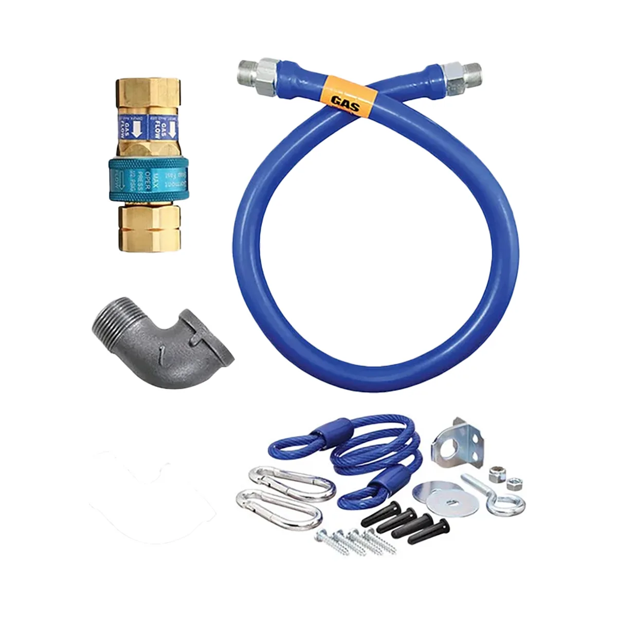 Dormont 1650BPQR72 SnapFast 72" Gas Connector Kit w/ Elbow, Restraining Cable, 1/2" Diameter