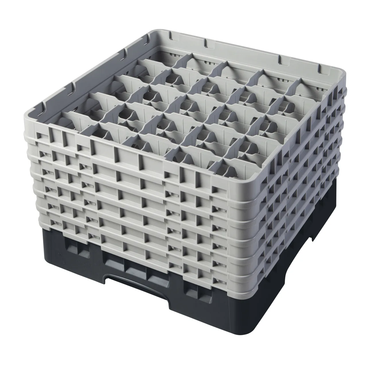 Cambro 25S1114110 Camrack Glass Rack, Black, Full Size, 19-3/4 x 19-3/4, 25 Compartments, 11-3/4 Max Height