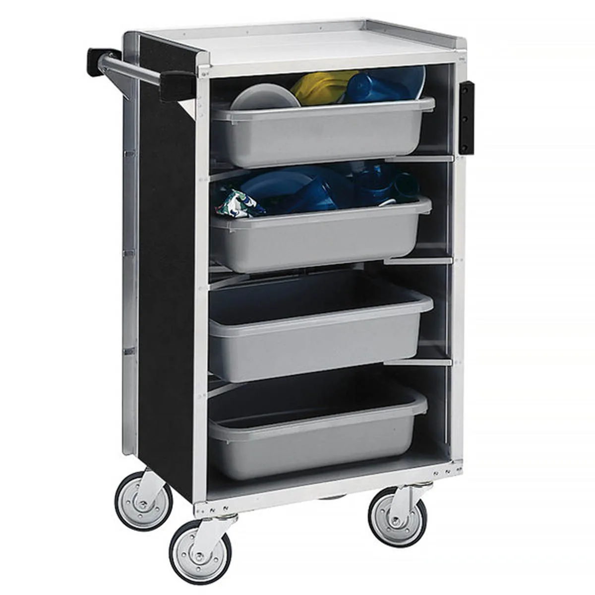 Lakeside 890 27" Metal Bus Utility Transport Cart w/ (4) Stainless Steel Shelf
