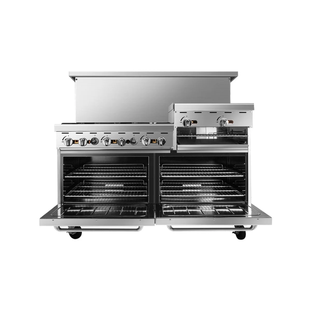 Atosa USA AGR-6B-24RGB-NG 60" Natural Gas Restaurant Range, (6) Burners, 24" Raised Griddle