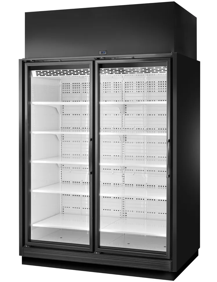 True TRM2L-NY-BLK-WHT-1BLKRR-4 66" 2-Door Freezer Retail Merchandiser, Black Exterior, 77.9 cu. ft. ENERGY STAR®