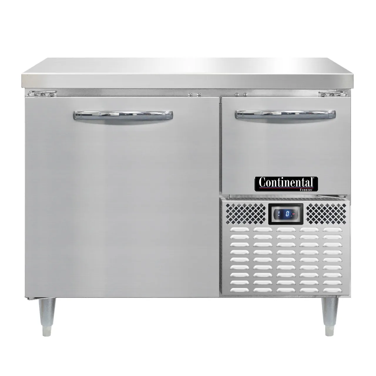 Continental Refrigerator DFA43NSS 43" 1-Section Worktop Freezer w/ 1 Full & 1 Half Door